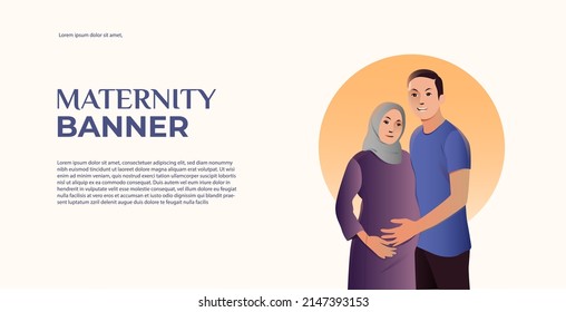 banner of maternity illustration pregnant woman 