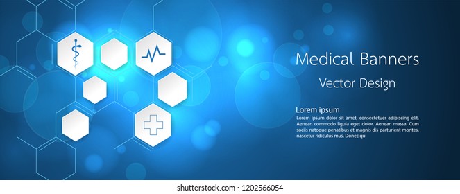 Banner Medical dna and technology background. vector background design.