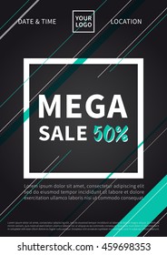 Banner Mega Sale 50% vector illustration.
