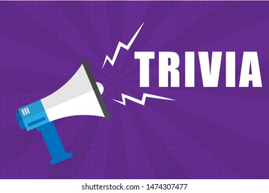 Banner with megaphone and text we trivia. megaphone loudspeaker with message trivia. Cartoon illustration in comics style. colorful bussines concept. vector illustration.