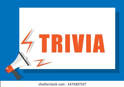Banner with megaphone and text we trivia. megaphone loudspeaker with message trivia. Cartoon illustration in comics style. colorful bussines concept. vector illustration.