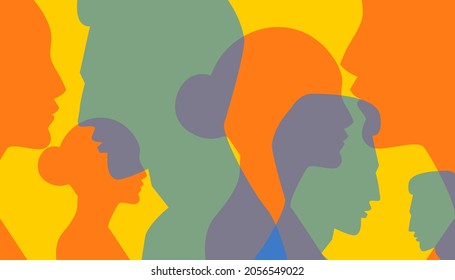 Banner with men and women. Background with people. Vector illustration