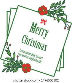 Banner merry christmas, with drawing texture of colorful flower frame. Vector