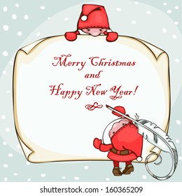 Banner merry christmas and happy new year, with Santa Claus