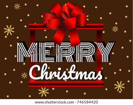 banner merry Christmas with red frame and big bow