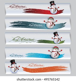 Banner Merry Christmas with snowman
