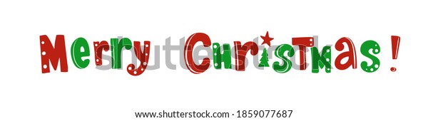 Banner Merry Christmas Text Hand Drawn Stock Vector (Royalty Free) 1859077687