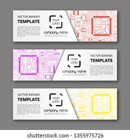 Banner microcircuit. Modern template processor design. Vector abstract design web banner microcircuit. Web Header elements. Abstract web banner template microcircuit. Collection web banner processor