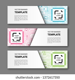 Banner microcircuit. Modern template processor design. Vector abstract design web banner microcircuit. Web Header elements. Abstract web banner template microcircuit. Collection web banner processor