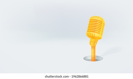 Banner with microphone and copy space. Ready for a text