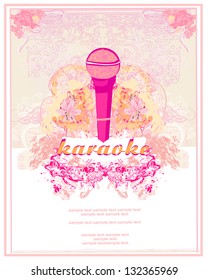 banner with microphone - karaoke party design