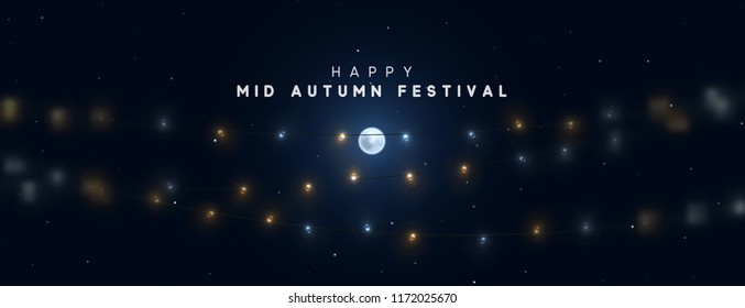 Banner Mid Autumn Festival. National holiday in China. Vector illustration