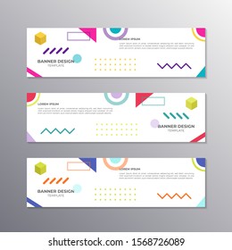 Banner with minimal design, cool geometric memphis background, Applicable for Banners, Header, Footer, Advertising template