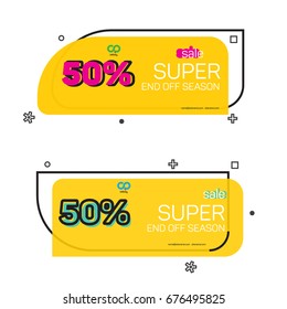 Banner in a minimalist style. Discount coupon for summer goods.