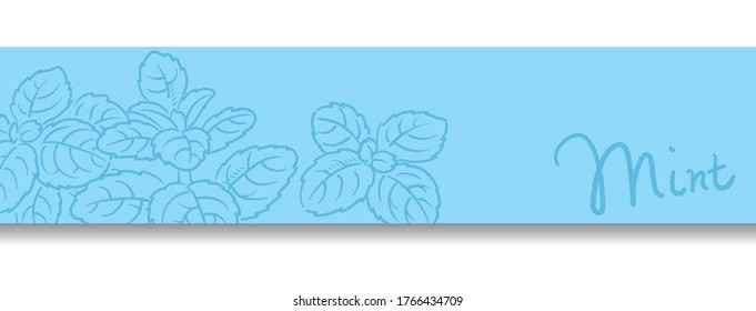 Banner with mint leaves. Vector illustration.