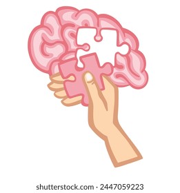 Banner missing piece brain mosaic vector illustration