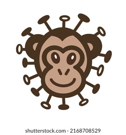 A banner with the monkey pox virus. Monkey pox virus outbreak pandemic design with microscopic view background.