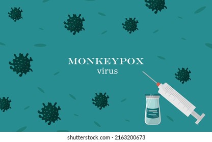 Banner with monkeypox viruses to inform about the spread of the disease. The concept of pandemic design and about the precautions disease. Vector illustration with an an image of bacteria, virus.