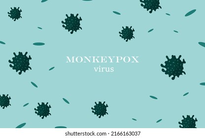 Cartel con virus de la viruela para informar sobre la propagación de la enfermedad. El concepto de diseño pandémico y de la enfermedad de las precauciones. Ilustración vectorial con una imagen de bacterias, virus.