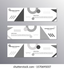 Banner with monochrome minimal design, cool geometric memphis background, Applicable for Banners, Header, Footer, Advertising template
