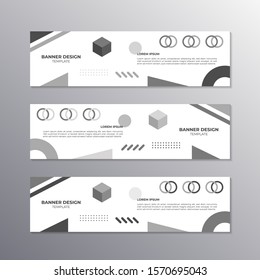 Banner with monochrome minimal design, cool geometric memphis background, Applicable for Banners, Header, Footer, Advertising template