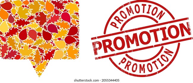 Banner mosaic icon organized for fall season, and Promotion unclean stamp imitation. Vector banner mosaic is formed of random autumn maple and oak leaves.