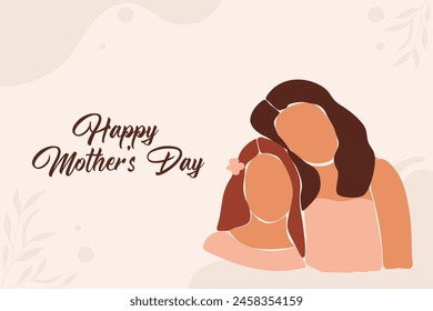 Banner Mother's Day faceless mom and daughter, child