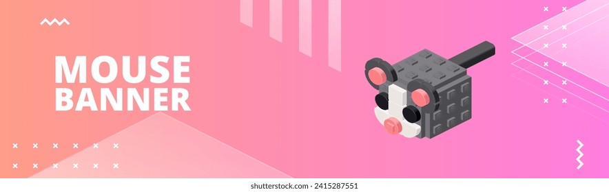 Banner with mouse for print and design. Vector illustration.