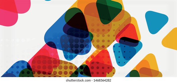 Banner con diseño geométrico de triángulo de mosaico multicolor sobre fondo blanco. Textura abstracta. Plantilla de diseño de ilustración vectorial. Fondo del patrón de arte geométrico.