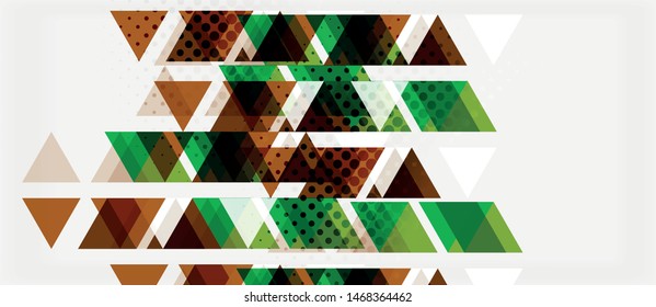 Banner with multicolored mosaic triangle geometric design on white background. Abstract texture. Vector illustration design template. Geometric art pattern background.