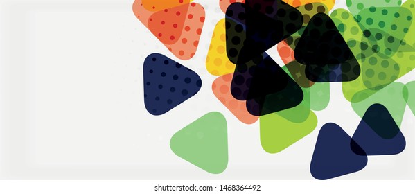 Banner con diseño geométrico de triángulo de mosaico multicolor sobre fondo blanco. Textura abstracta. Plantilla de diseño de ilustración vectorial. Fondo del patrón de arte geométrico.