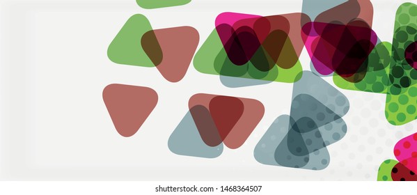 Banner with multicolored mosaic triangle geometric design on white background. Abstract texture. Vector illustration design template. Geometric art pattern background.