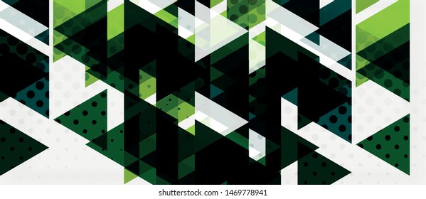 Banner with multicolored mosaic triangle geometric design on white background. Abstract texture. Vector illustration design template. Geometric art pattern background.
