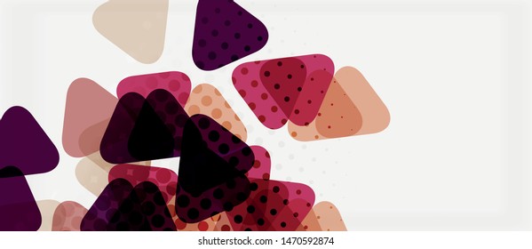 Banner con diseño geométrico de triángulo de mosaico multicolor sobre fondo blanco. Textura abstracta. Plantilla de diseño de ilustración vectorial. Fondo del patrón de arte geométrico.