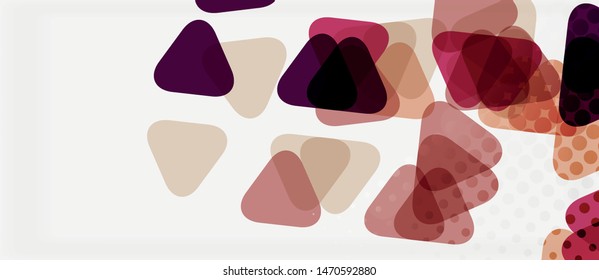 Banner con diseño geométrico de triángulo de mosaico multicolor sobre fondo blanco. Textura abstracta. Plantilla de diseño de ilustración vectorial. Fondo del patrón de arte geométrico.
