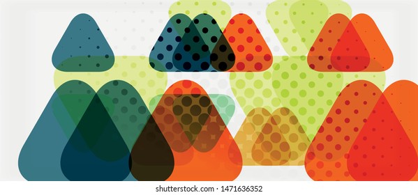 Banner with multicolored mosaic triangle geometric design on white background. Abstract texture. Vector illustration design template. Geometric art pattern background.