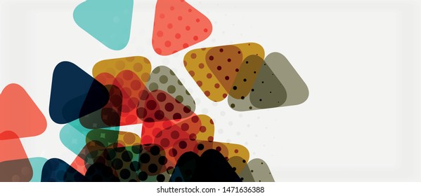 Banner with multicolored mosaic triangle geometric design on white background. Abstract texture. Vector illustration design template. Geometric art pattern background.