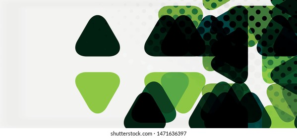 Banner with multicolored mosaic triangle geometric design on white background. Abstract texture. Vector illustration design template. Geometric art pattern background.