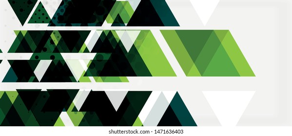 Banner with multicolored mosaic triangle geometric design on white background. Abstract texture. Vector illustration design template. Geometric art pattern background.