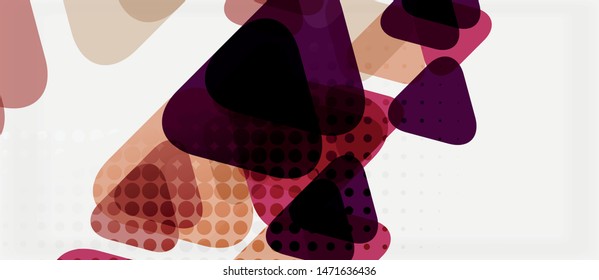 Banner with multicolored mosaic triangle geometric design on white background. Abstract texture. Vector illustration design template. Geometric art pattern background.