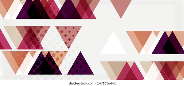 Banner with multicolored mosaic triangle geometric design on white background. Abstract texture. Vector illustration design template. Geometric art pattern background.