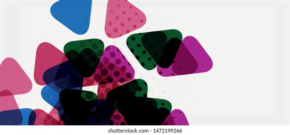 Banner con diseño geométrico de triángulo de mosaico multicolor sobre fondo blanco. Textura abstracta. Plantilla de diseño de ilustración vectorial. Fondo del patrón de arte geométrico.
