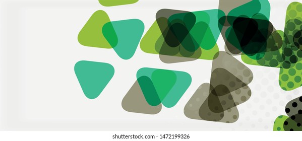 Banner with multicolored mosaic triangle geometric design on white background. Abstract texture. Vector illustration design template. Geometric art pattern background.