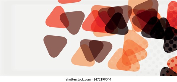 Banner with multicolored mosaic triangle geometric design on white background. Abstract texture. Vector illustration design template. Geometric art pattern background.
