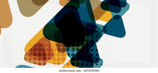 Banner with multicolored mosaic triangle geometric design on white background. Abstract texture. Vector illustration design template. Geometric art pattern background.