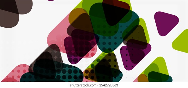 Banner with multicolored mosaic triangle geometric design on white background. Abstract texture. Vector illustration design template. Geometric art pattern background.