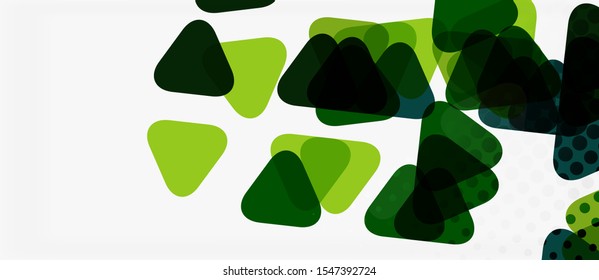 Banner with multicolored mosaic triangle geometric design on white background. Abstract texture. Vector illustration design template. Geometric art pattern background.