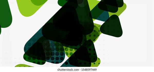 Banner with multicolored mosaic triangle geometric design on white background. Abstract texture. Vector illustration design template. Geometric art pattern background.