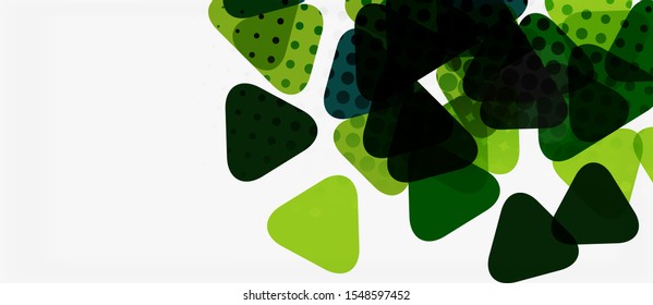 Banner with multicolored mosaic triangle geometric design on white background. Abstract texture. Vector illustration design template. Geometric art pattern background.