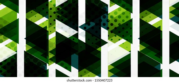 Banner with multicolored mosaic triangle geometric design on white background. Abstract texture. Vector illustration design template. Geometric art pattern background.